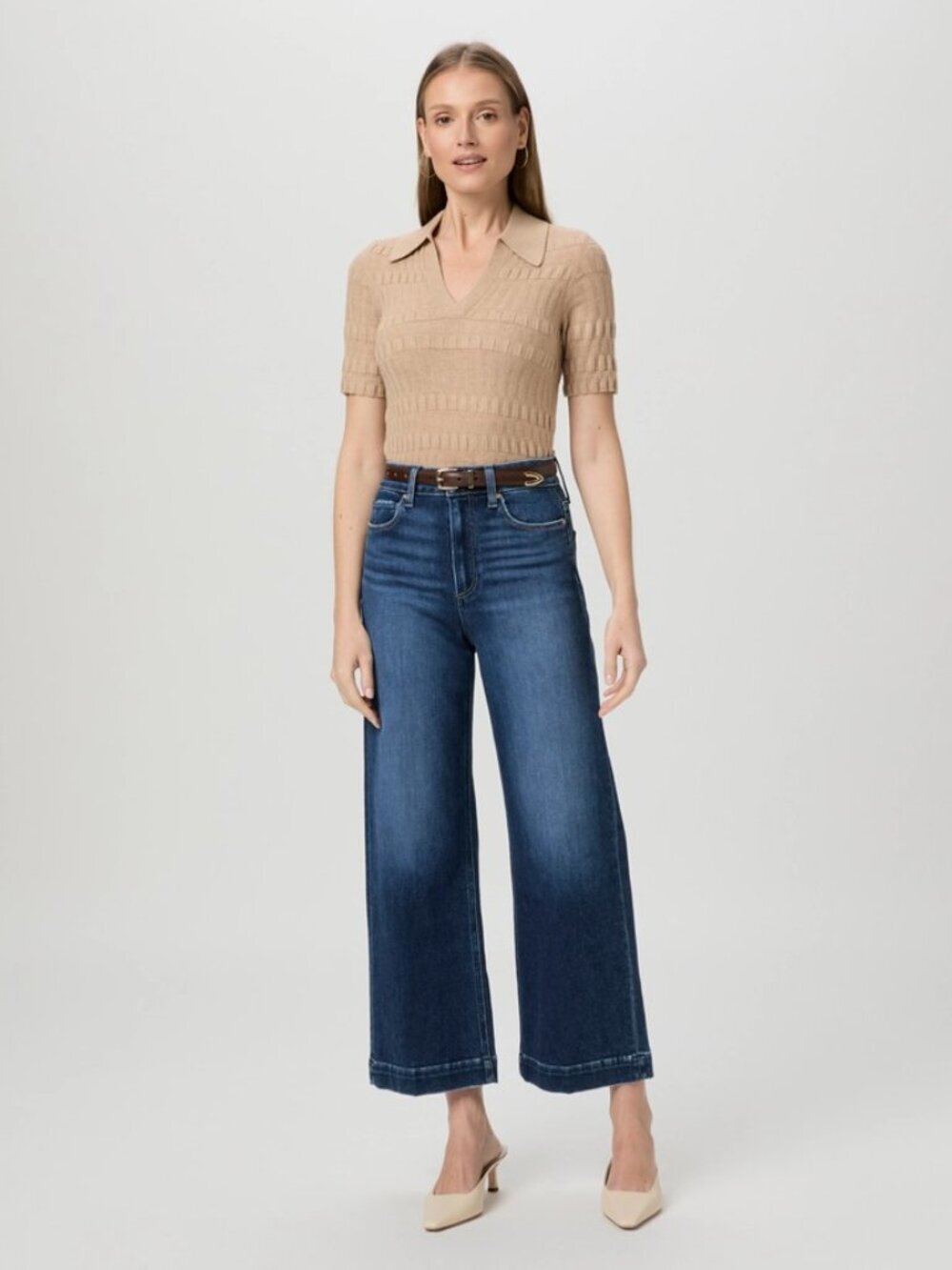 Paige Anessa Cropped Wide Leg Jean in Foreign Film Blue Size 18W EUC $249 MSRP